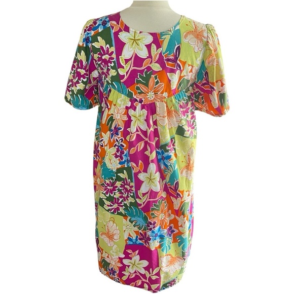 UNBRANDED Colorful Floral Butterfly Print Midi Shift Dress With Pockets - Picture 5 of 8